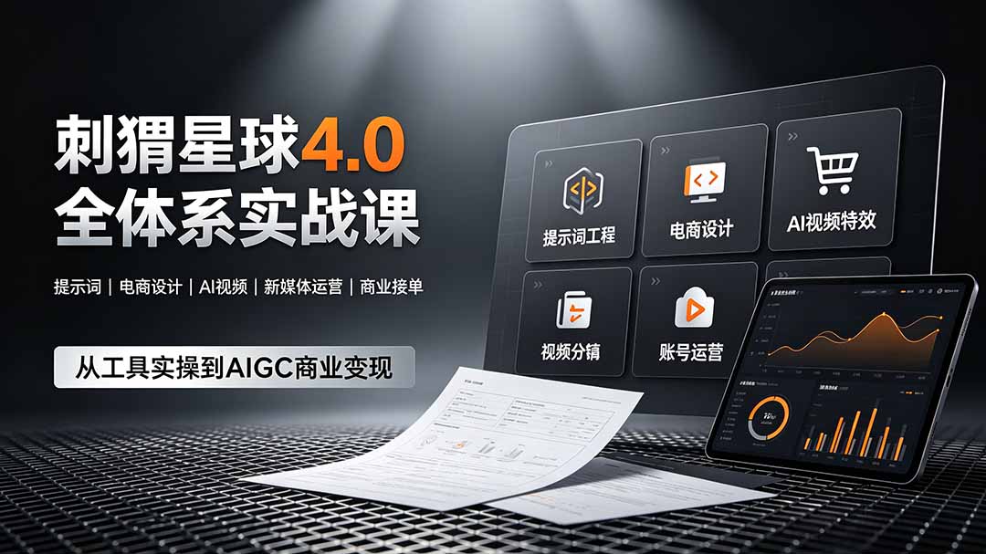 刺猬星球4.0全体系实战课，覆盖提示词工程、电商设计、AI视频特效与新媒体运营，一站式掌握AIGC商业核心技能-川川创富网