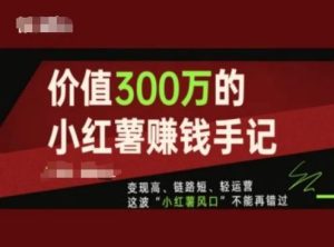 价值300万的小红书赚钱手记,变现高、链路短、轻运营,这波“小红薯风口”不能再错过-川川创富网
