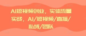 AI短视频创业,实体流量实战,AI/短视频/直播/私域/团队-川川创富网