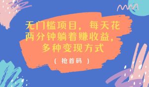 (11647期)无门槛项目,每天花两分钟躺着收益,多种收益方式-川川创富网