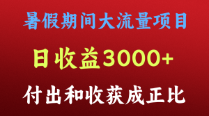 一天收益3000+,暑假期间, 这个项目才是真火-川川创富网