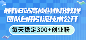 （11661期）最新B站高质创业粉教程，团队自用引流技术公开，每天稳定300+创业粉-川川创富网