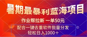 (11694期)暑期最暴利蓝海项目 作业帮拉新 一单50元 配合一键去重软件批量分发-川川创富网