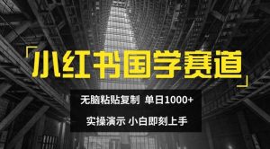 小红书国学赛道，无脑粘贴复制，单日1K，实操演示，小白即刻上手【揭秘】-川川创富网