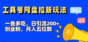 一鱼多吃，日引流200+创业粉，全平台工具号，网盘拉新新玩法月入5位数【揭秘】-川川创富网