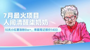 (11861期)7月最火项目,人间清醒柒奶奶,10天小红薯涨粉8w+,单篇笔记报价1400.-川川创富网