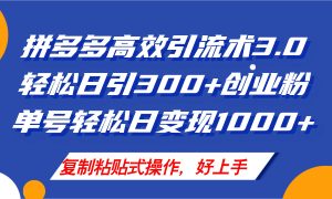(11917期)拼多多店铺引流技术3.0,日引300+付费创业粉,单号轻松日变现1000+-川川创富网