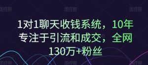 1对1聊天收钱系统,10年专注于引流和成交,全网130万+粉丝-川川创富网