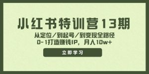 小红书特训营13期,从定位/到起号/到变现全路径,0-1打造赚钱IP,月入10w+-川川创富网