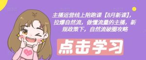 主播运营线上陪跑课【8月新课】,拉爆自然流,做懂流量的主播,新规政策下,自然流破圈攻略-川川创富网