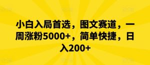小白入局首选，图文赛道，一周涨粉5000+，简单快捷，日入200+-川川创富网