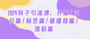 2024钩子引流课,开篇/定位篇/标签篇/破播放篇/涨粉篇-川川创富网