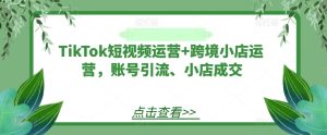 TikTok短视频运营+跨境小店运营,账号引流、小店成交-川川创富网