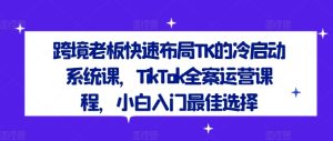 跨境老板快速布局TK的冷启动系统课,TikTok全案运营课程,小白入门最佳选择-川川创富网