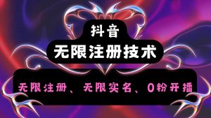 抖音无限实名技术2.0，一个身分证可以实名无数个抖音，几分钟一个自己看教程操作-川川创富网