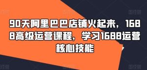 90天阿里巴巴店铺火起来,1688高级运营课程,学习1688运营核心技能-川川创富网
