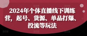 2024年个体直播训练营，起号、货源、单品打爆、投流等玩法-川川创富网