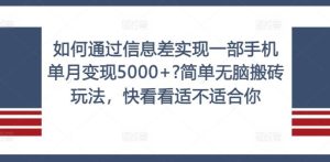 如何通过信息差实现一部手机单月变现5000+?简单无脑搬砖玩法，快看看适不适合你【揭秘】-川川创富网