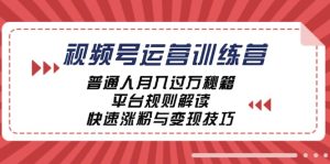 视频号运营训练营:普通人月入过万秘籍,平台规则解读,快速涨粉与变现-川川创富网