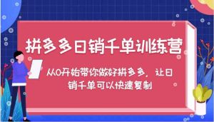 拼多多日销千单训练营,从0开始带你做好拼多多,让日销千单可以快速复制-川川创富网