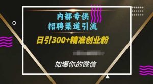 内部招聘渠道日引流300+创业粉,加爆你的微信【揭秘】-川川创富网