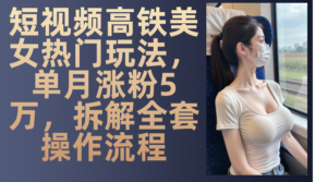 最新爆款短视频高铁美女玩法，一周涨粉5万+，每天稳定变现1000+实战教程-川川创富网