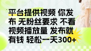 发布平台提供视频就有钱 无粉丝要求 不看视频播放量 发布就有钱 一天300+-川川创富网