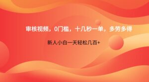 审核视频，0门槛，十几秒一单，多劳多得，新人小白一天轻松几百+-川川创富网