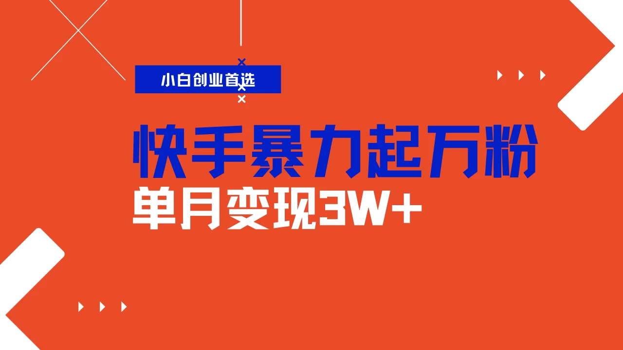 快手起万粉账号，3天一个万粉号，多种变现模式，操作简单无脑复制，小白也能月入过万-川川创富网