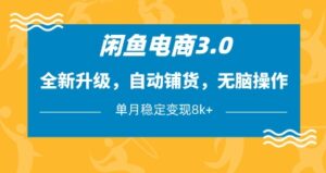 闲鱼电商3.0，全新升级，自动铺货，无脑操作，单月稳定变现8k+【揭秘】-川川创富网