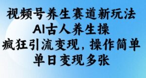 视频号养生赛道新玩法,AI古人养生操,疯狂引流变现,操作简单,单日变现多张-川川创富网