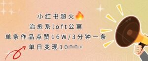 小红书超火的治愈系loft公寓，单条作品点赞16W，3分钟一条，单日变现数张-川川创富网