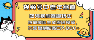 2025视频号中老年短视频蓝海暴利风口！复制粘贴搬运视频单日赚800+，无…-川川创富网