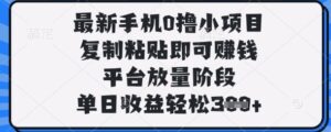 最新手机0撸小项目，复制粘贴即可挣钱，平台放量阶段，单日收益轻松3张+【揭秘】-川川创富网