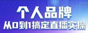 个人品牌:从0到1搞定直播实操,用直播为你的个人品牌赋能,六大实操板块,放大个人影响力-川川创富网