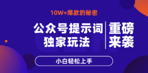 公众号提示词玩法，10W+爆文最简单快速的方法，小白轻松上手-川川创富网