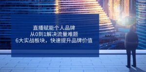 直播赋能个人品牌,从0到1解决流量难题,6大实战板块,快速提升品牌价值-川川创富网