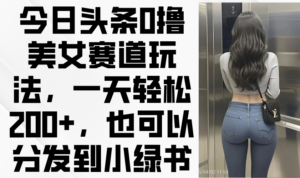 今日头条0撸美女赛道玩法，一天轻松200+，也可以分发到小绿书-川川创富网