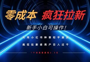 利用小红书种草知乎漏洞，零成本疯狂拉新日入数张，新手小白可操作-川川创富网