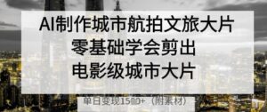 AI制作城市航拍文旅大片，零基础学会剪出电影级城市大片，单日变现多张-川川创富网