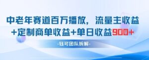 中老年赛道百万播放+流量主收益+定制收益，单日收益9张-川川创富网