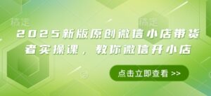2025新版原创微信小店带货者实操课,教你微信开小店-川川创富网