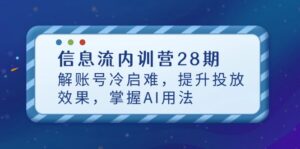 信息流内训营28期,解账号冷启难,提升投放效果,掌握AI用法-川川创富网