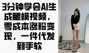 3分钟学会AI生成腿模视频，零成本涨粉变现，一件代发到手软-川川创富网