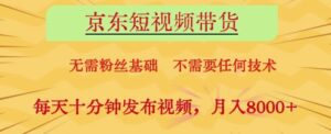 京东短视频带货,无需粉丝基础,不需要任何技术,每天十分钟发布视频,月入8k【揭秘】-川川创富网