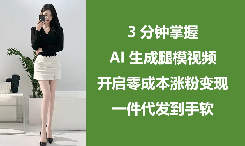 3分钟掌握AI生成腿模视频，开启0成本涨粉变现，一件代发到手软-川川创富网