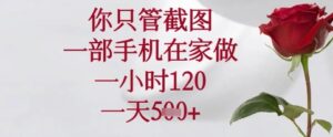 你只管截图，一部手机在家可以做，一小时120.一天5张+【揭秘】-川川创富网