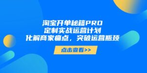 淘宝开单秘籍PRO，定制实战运营计划，化解商家痛点，突破运营瓶颈-川川创富网