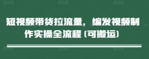 短视频带货拉流量，编发视频制作实操全流程(可搬运)-川川创富网