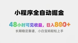 小程序全自动掘金,48小时可见收益,日入8张+长期稳定靠谱,小白宝妈轻松上手【揭秘】-川川创富网